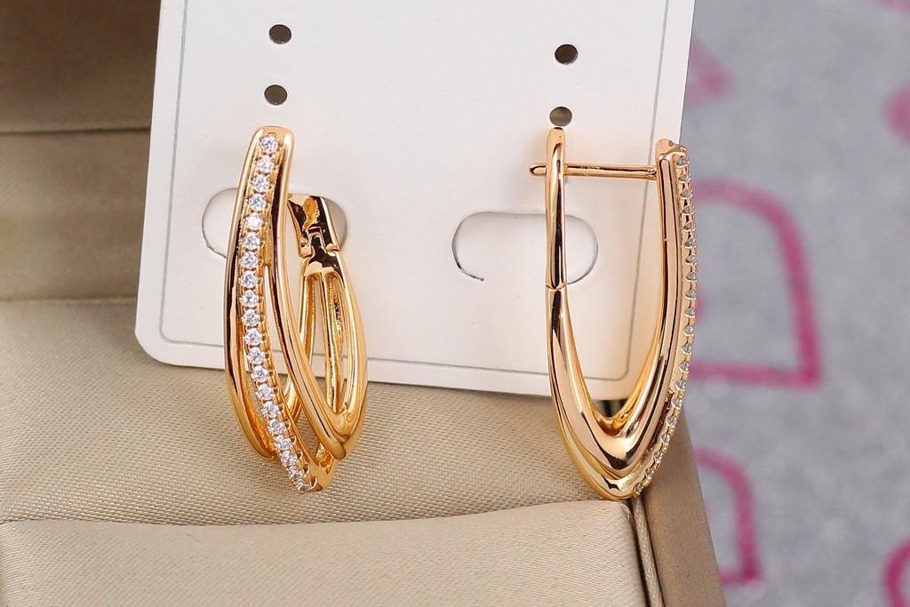 Серьги Xuping Jewelry тройная нить 2,8 см Золотистый (2629123048) - фото 3 Серьги Xuping Jewelry тройная нить 2,8 см Золотистый (2629123048) - фото 3