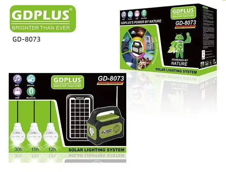 Фонарь с солнечной станцией и повербанк GDPLUS GD-8073 3 лампочки (1201633a) - фото 7 Фонарь с солнечной станцией и повербанк GDPLUS GD-8073 3 лампочки (1201633a) - фото 7