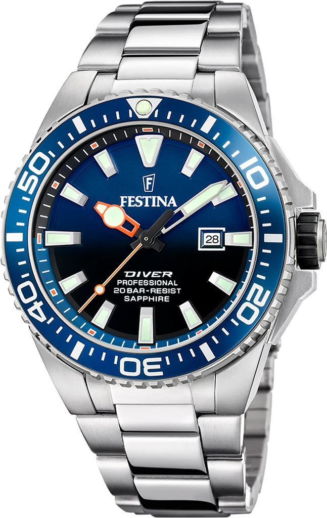 Наручные часы мужские Festina F20663/1 The Originals со стальным корпусом/сапфировым стеклом WR 200 м и синим циферблатом