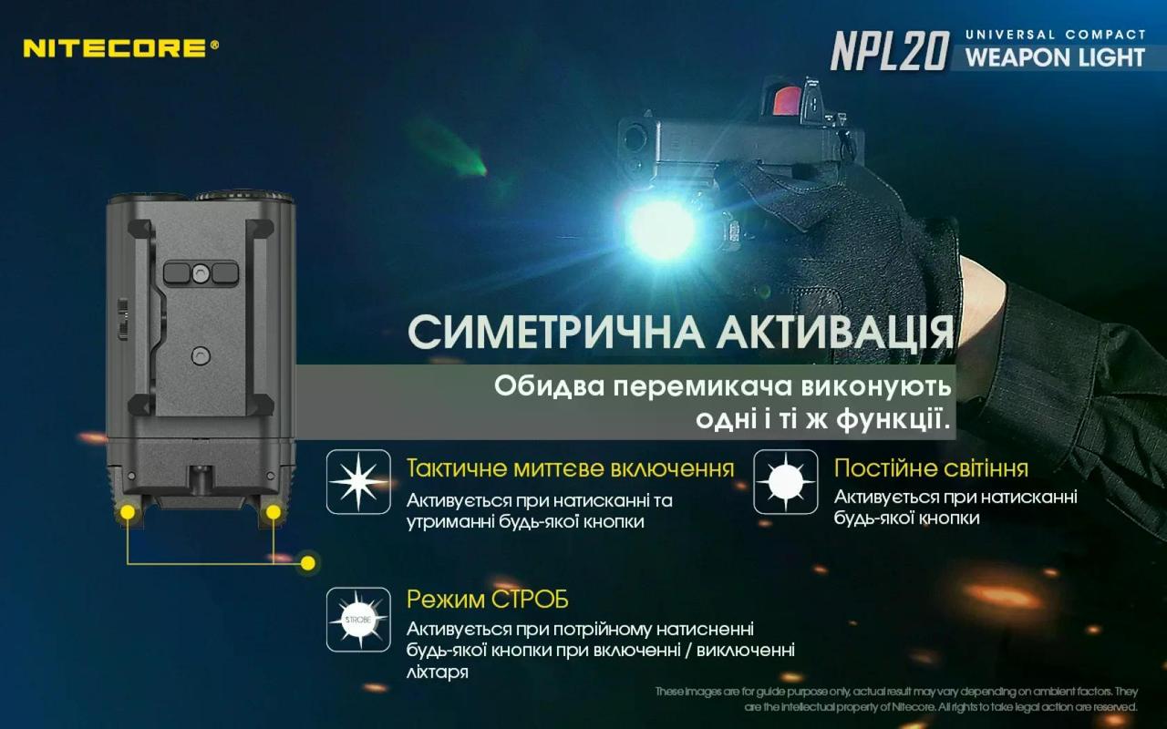 Ліхтар пістолетний Nitecore NPL20 460 lm 76 м (27831886) - фото 8 Ліхтар пістолетний Nitecore NPL20 460 lm 76 м (27831886) - фото 8