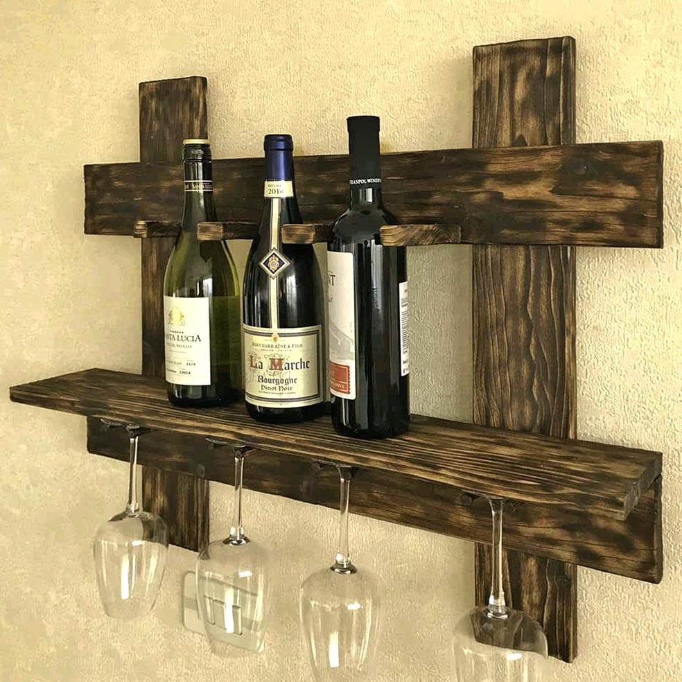 Полка для вина настенная из дерева Камикава Мустанг (ПНК-011629)