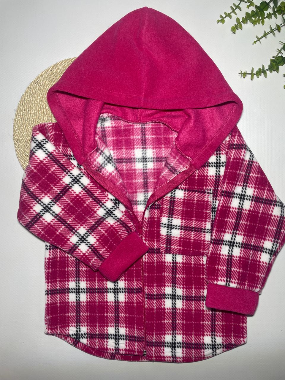 Сорочка флісова для дівчинки Клітинка з капюшоном 110 см - фото 2