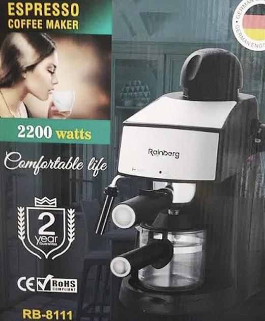 Кофеварка рожковая Espresso Rainberg RB-8111 с капучинатором современная на одну группу - фото 5 Кофеварка рожковая Espresso Rainberg RB-8111 с капучинатором современная на одну группу - фото 5