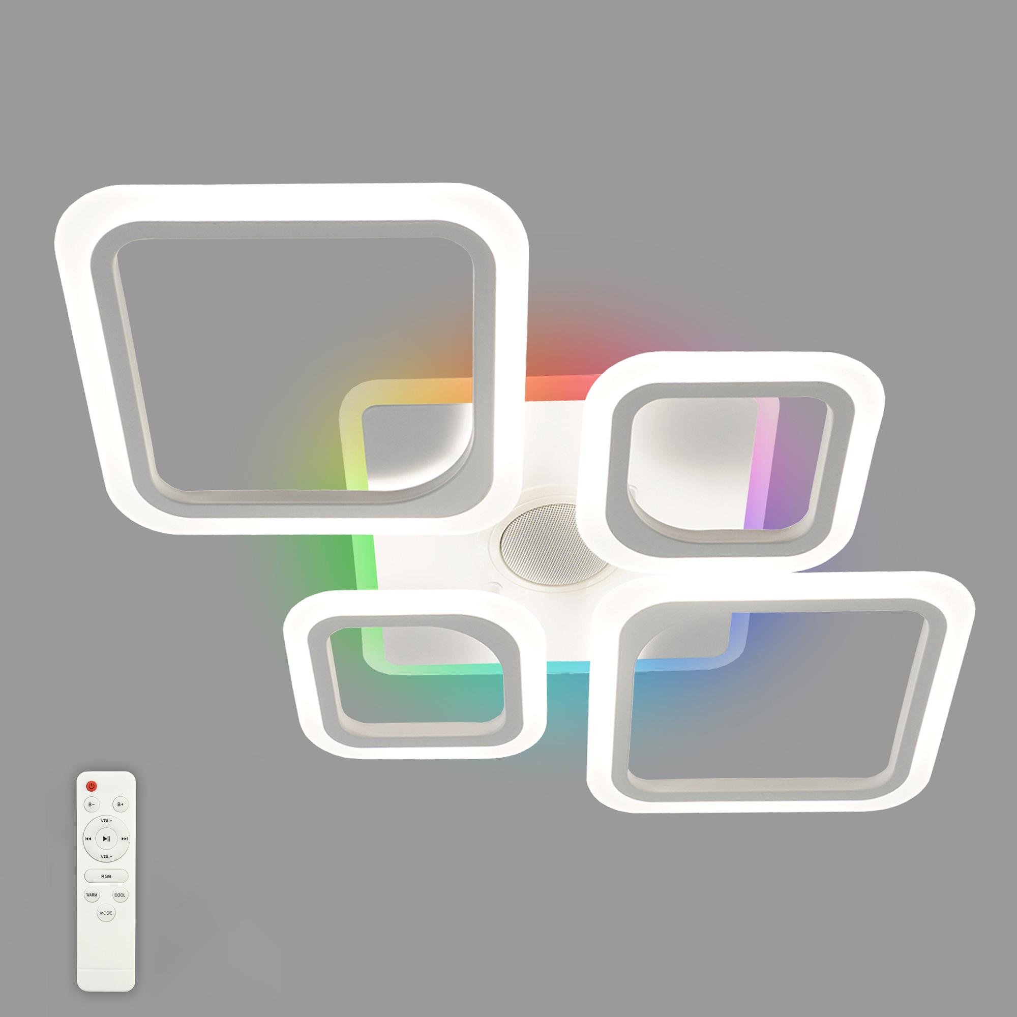 Люстра світлодіодна музична ESLLSE OVAL RGB MUSIC 5S 85 Вт 725x460x80 мм Білий (10591)
