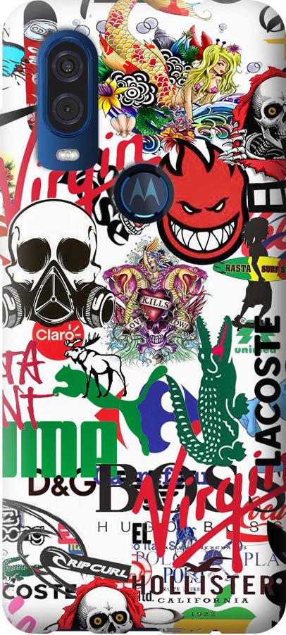 Чехол на Motorola One Vision Many different logos (4022u-1782-42517)