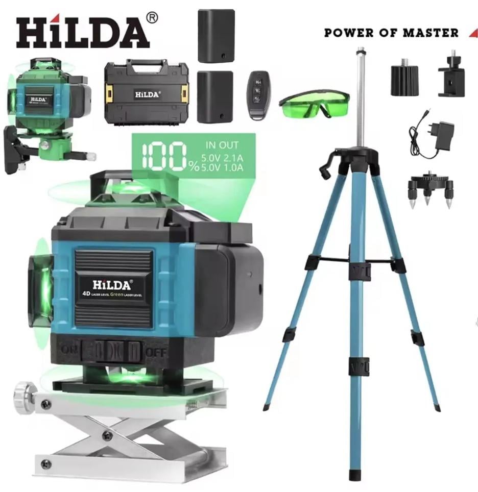 Лазерный уровень Откалиброванный Hilda 4D Led 16 линий 360 градусов 2 х АКБ (30472370) - фото 7 Лазерный уровень Откалиброванный Hilda 4D Led 16 линий 360 градусов 2 х АКБ (30472370) - фото 7
