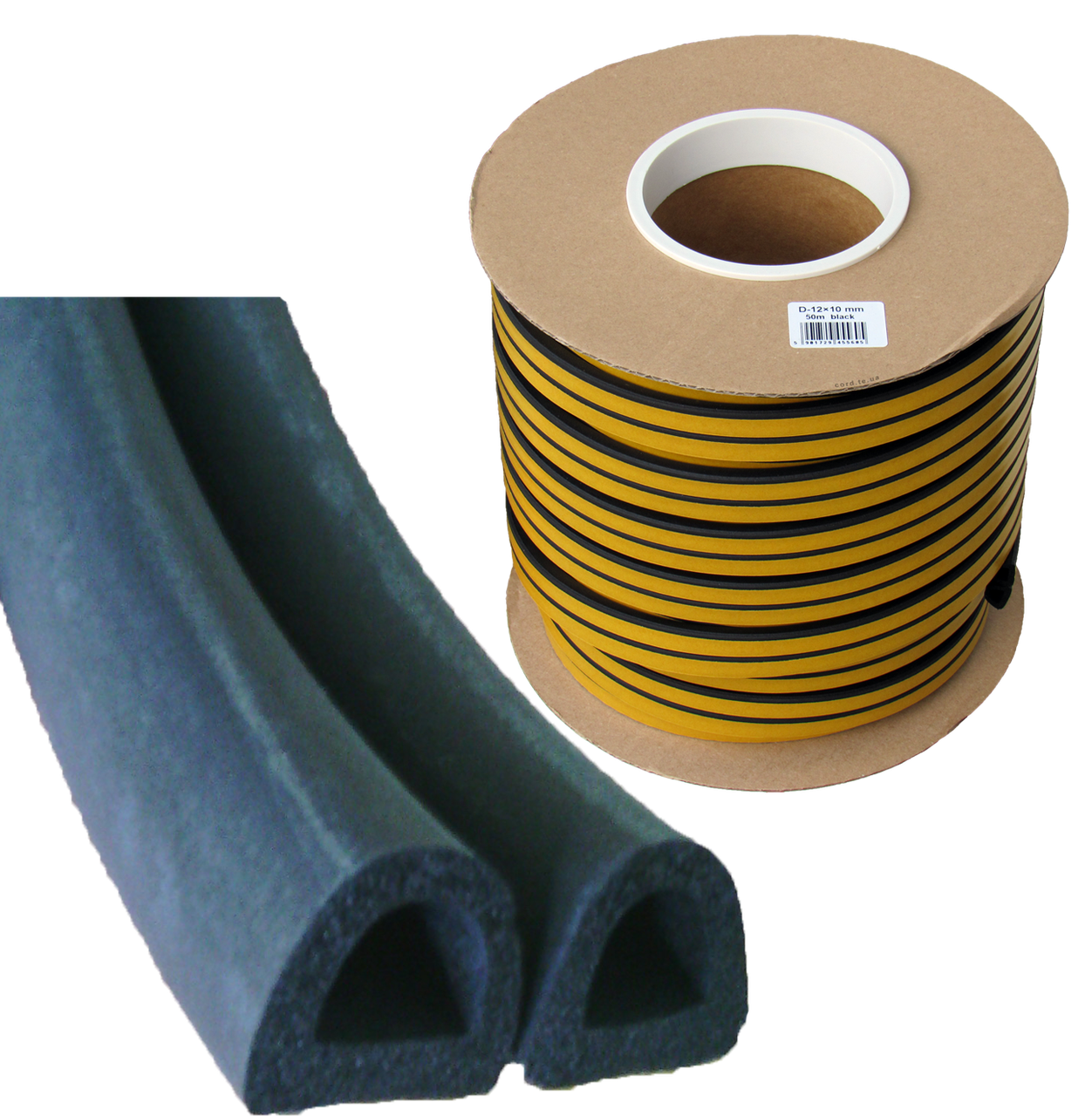 Ущільнювач для вікон та дверей STOMIL D-профіль 12х10 мм Чорний - фото 1 Ущільнювач для вікон та дверей STOMIL D-профіль 12х10 мм Чорний - фото 1