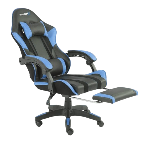 Кресло геймерское GamerX с подножкой и подушками до 120 кг Черно-синий (2522948897) Кресло геймерское GamerX с подножкой и подушками до 120 кг Черно-синий (2522948897)