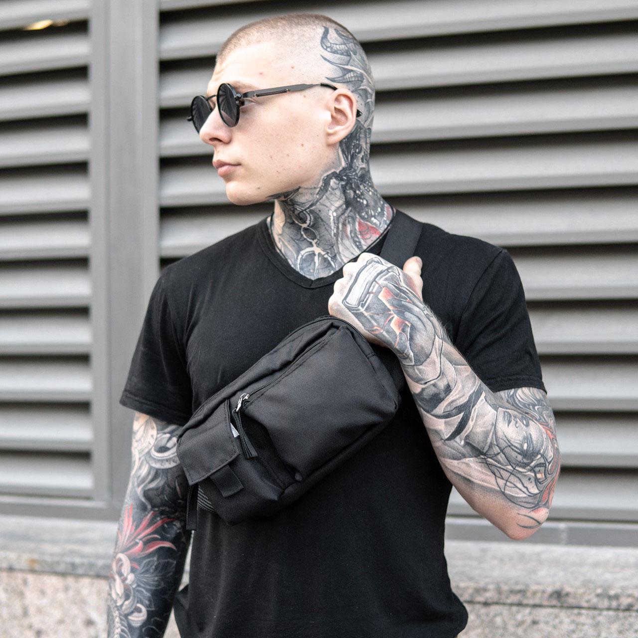 Сумка-бананка из прочной и водонепроницаемая через плечо Черный - фото 5 Сумка-бананка из прочной и водонепроницаемая через плечо Черный - фото 5