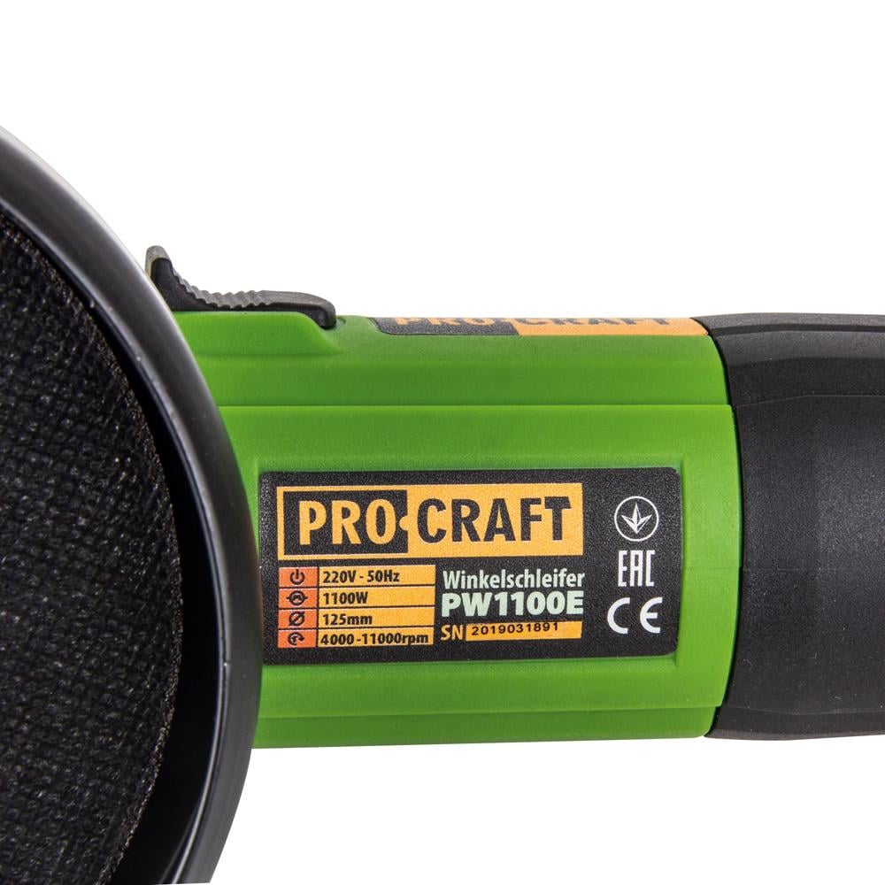 Кутошліфувальна машина Procraft PW1100E 125 мм (29013173) - фото 3 Кутошліфувальна машина Procraft PW1100E 125 мм (29013173) - фото 3
