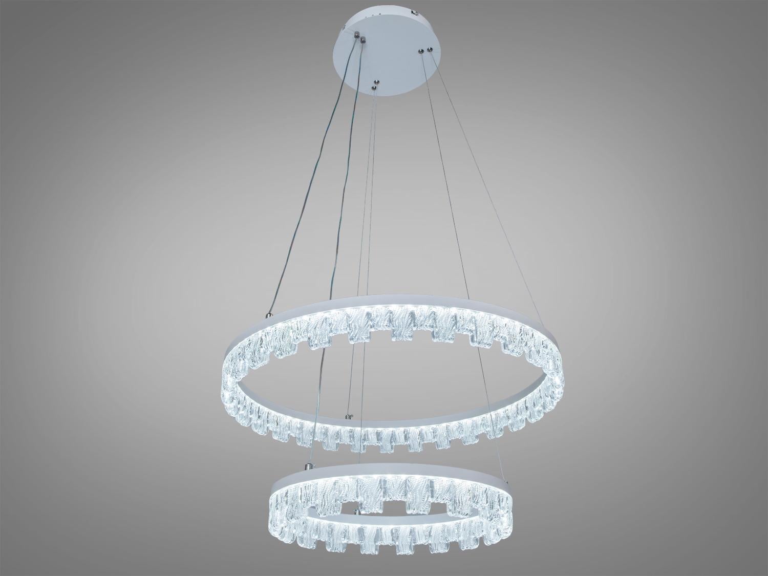 Люстра LED подвесная Diasha 2 кольца 82W Белый (MD78201/600+400WH)