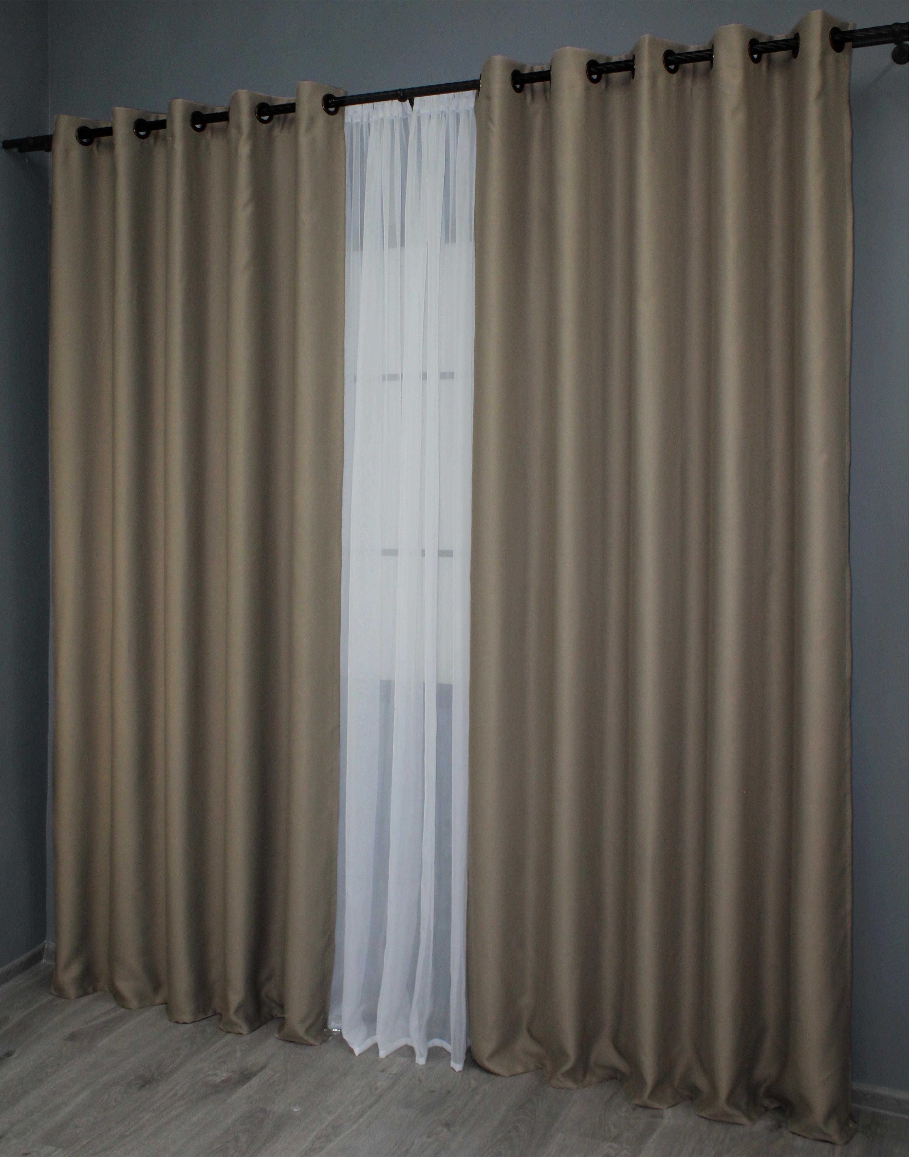 Комплект штор на люверсах VR-Textil Блэкаут Bagema Rvs № 1239ш 150х250 см 2 шт. Молочный шоколад (37-0110) - фото 4