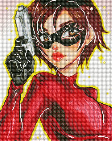 Алмазная мозаика Идейка Девушка-агент с голограммными стразами 40x50 см (Id-AMO7608)