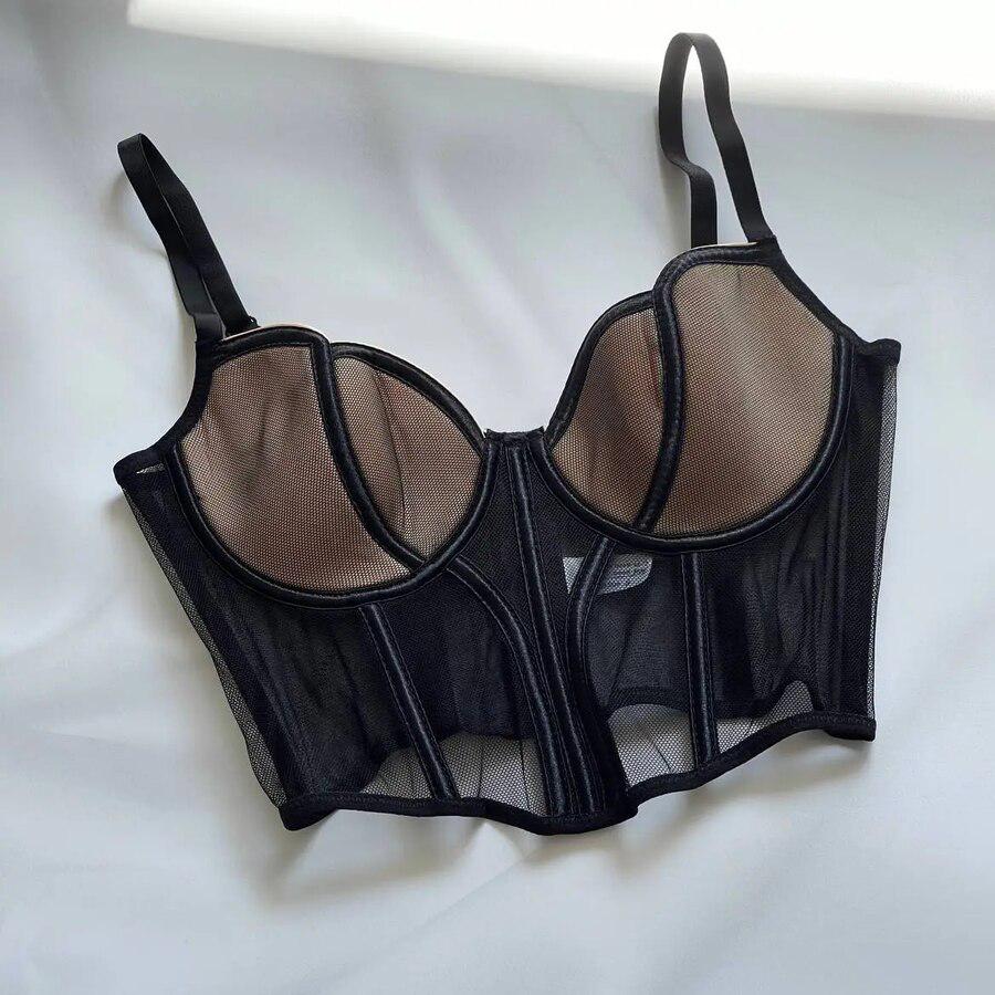 Корсет-топ женский с чашками бюстье на бретелях L Черный (28263789) - фото 3