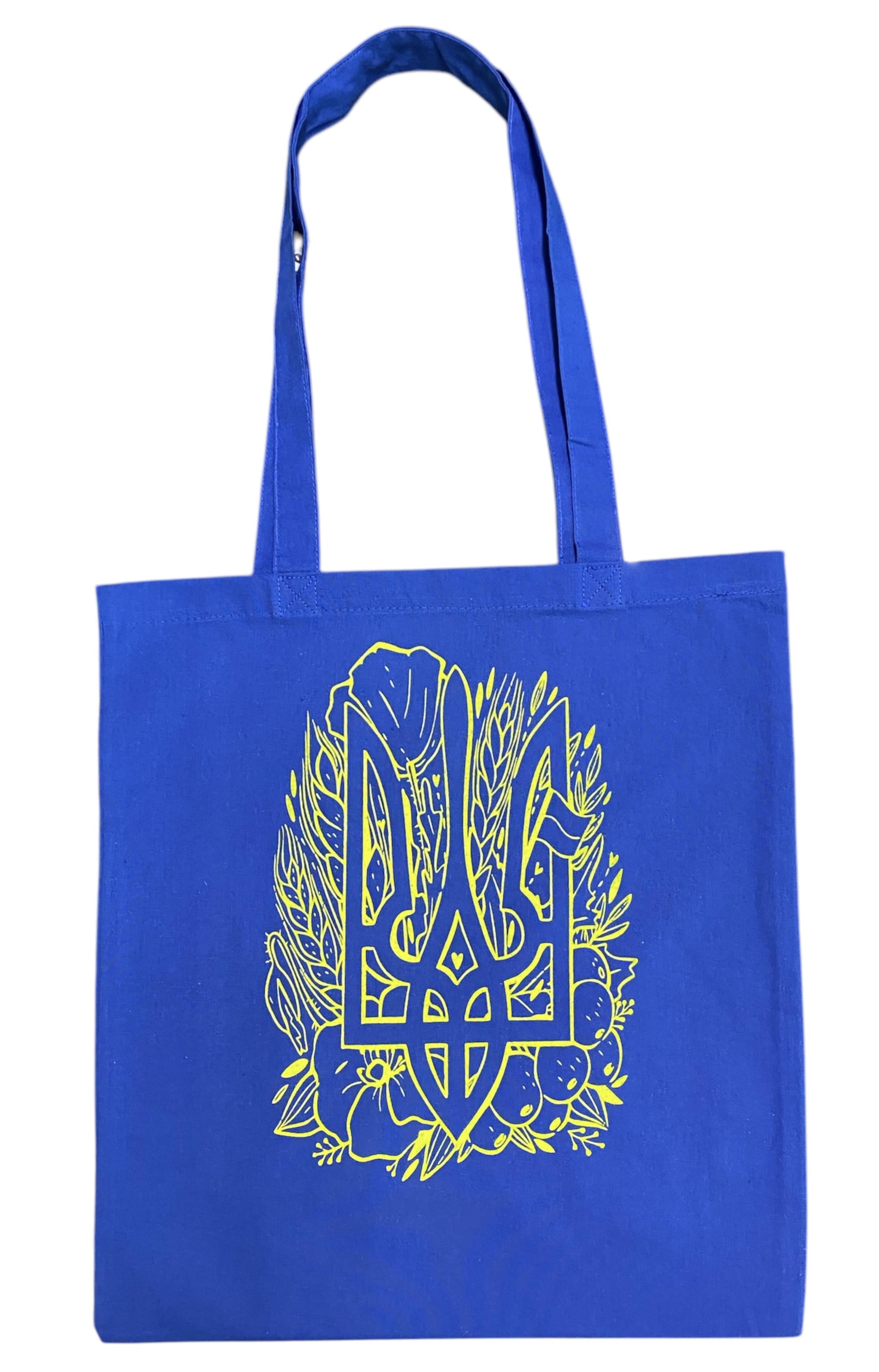 ЭКО сумка-шопер TIRA с принтом Трезубец 140 г/кв. м Синий (18197290)