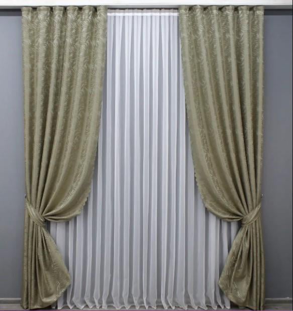 Шторы Magic жаккард 1,45х2,7 м 2 шт. Бежевый/Золотистый (1603ш)