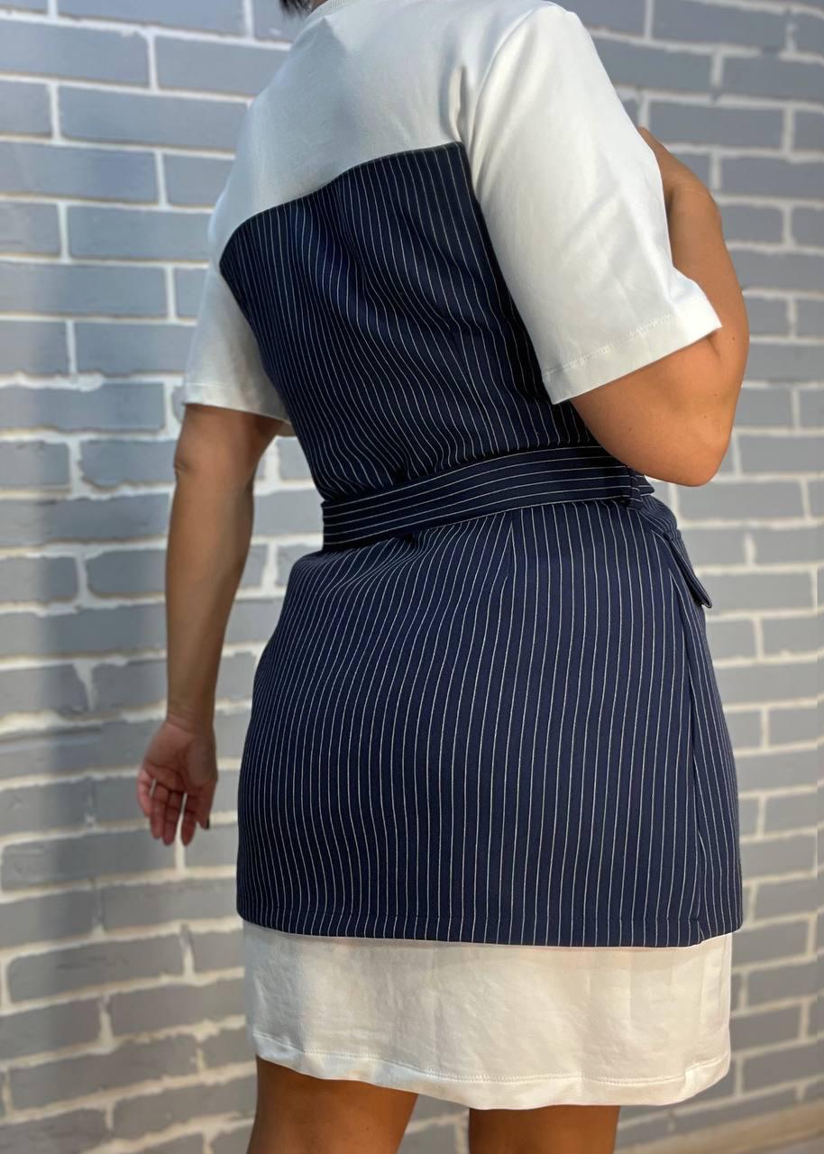 Платье женское KEYYMOD 34291 футляр футболка с пиджаком в полоску M Темно-синий (2436) - фото 3