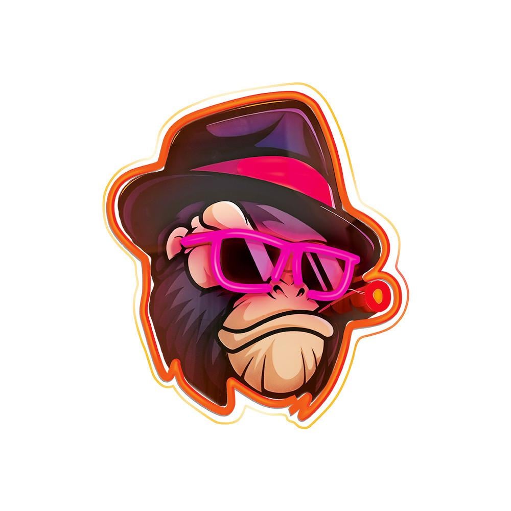 Настенный неоновый светильник Gangsta Monkey RGB USB 31x35 см