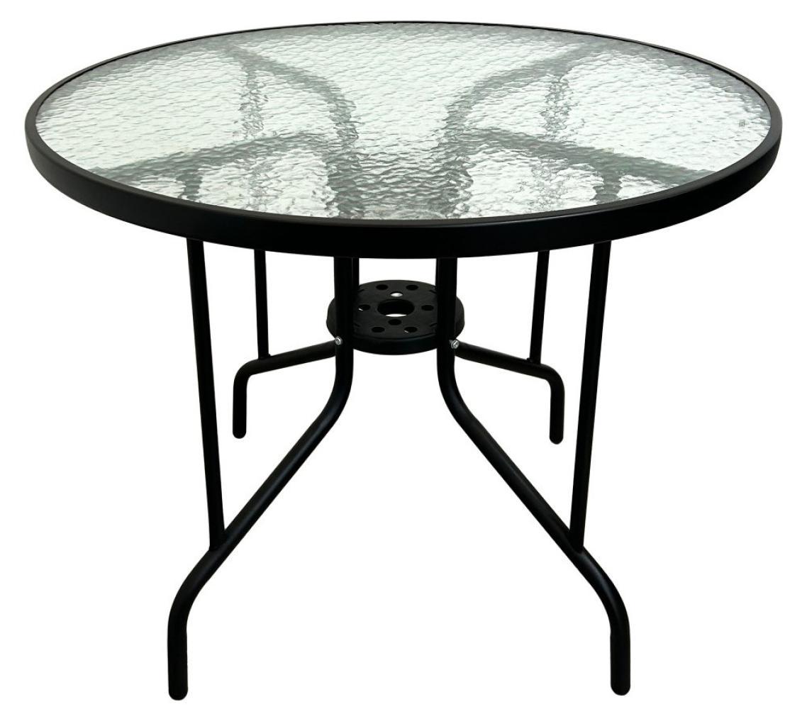 Стол садовый стеклянный Bonro B-90 круглый на стальных ножках 90 см Черный (124-76-42400522)