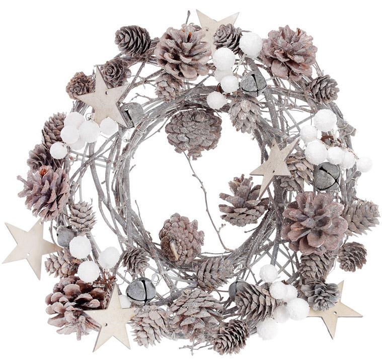 Вінок декоративний шишки на лозі 31 см - фото 1 Вінок декоративний шишки на лозі 31 см - фото 1