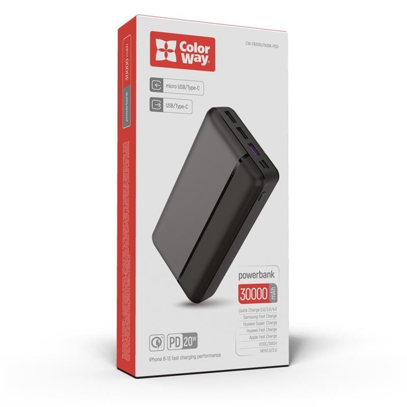 Повербанк ColorWay 30000 mAh Black (CW-PB300LPA3BK-PD) - фото 6