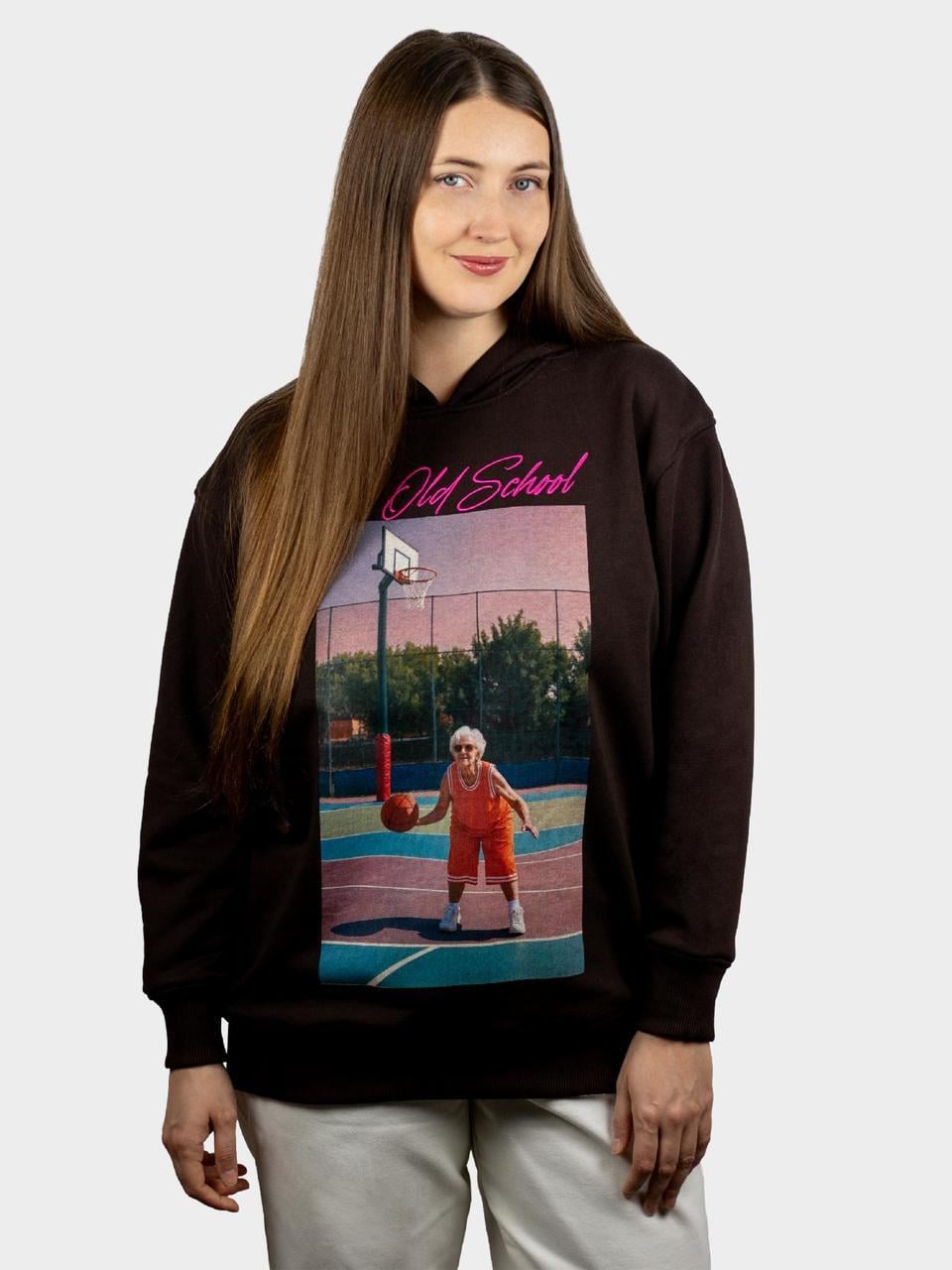 Худі унісекс оверсайз BOJO Old school бабуся L/XL Шоколад