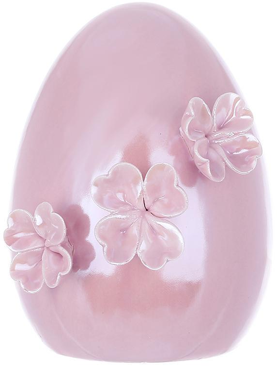 Декор яйцо в цветах 13,5 см Розовый перламутровый