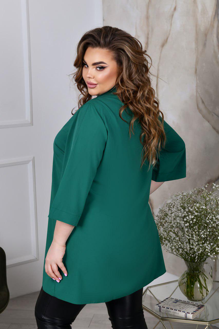Блузка свободного фасона р. 60-62 Зеленый (7018) - фото 5