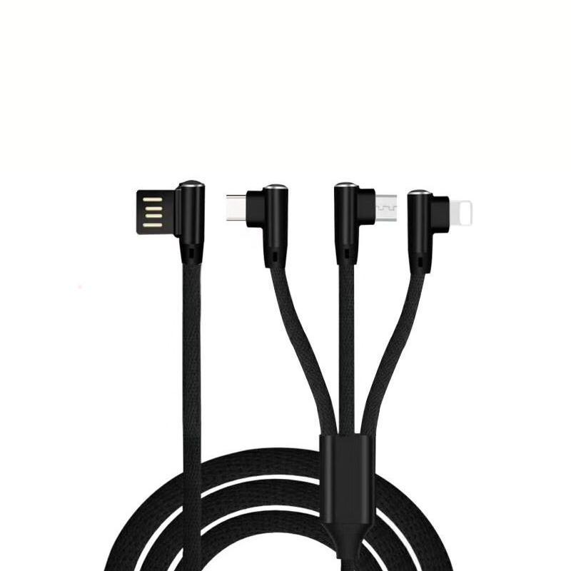 Кабель USB XOKO SC 340 Lightning Micro USB Type C 1,20 м 3в1 Black