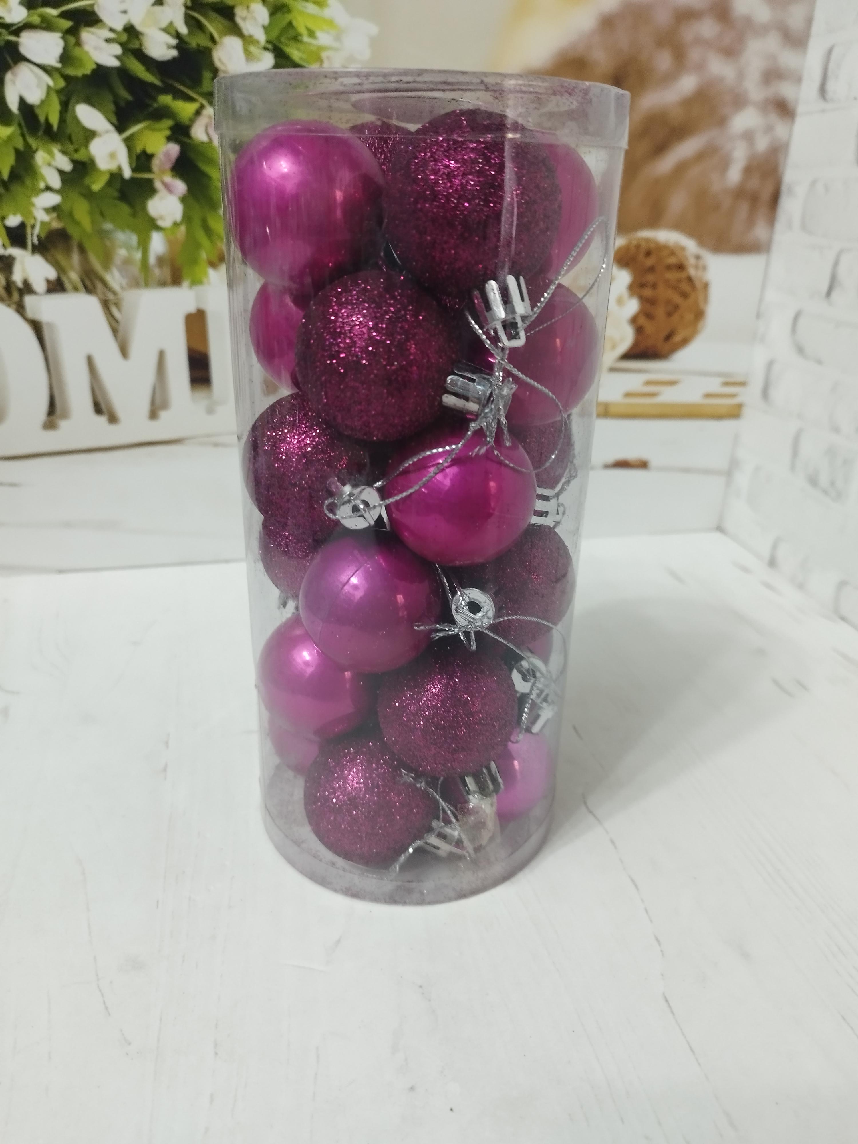 Набор новогодних шаров на елку пластиковых 4 см 24 шт. Розовый (LS9004-6) - фото 1 Набор новогодних шаров на елку пластиковых 4 см 24 шт. Розовый (LS9004-6) - фото 1