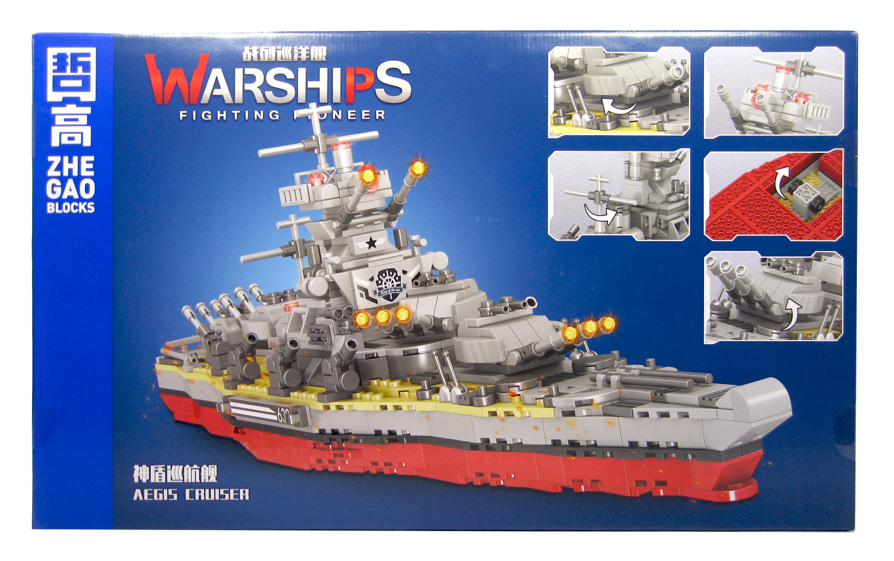 Конструктор Zhe Gao 0173 Aegis Cruiser ракетный крейсер 918 деталей - фото 2 Конструктор Zhe Gao 0173 Aegis Cruiser ракетный крейсер 918 деталей - фото 2