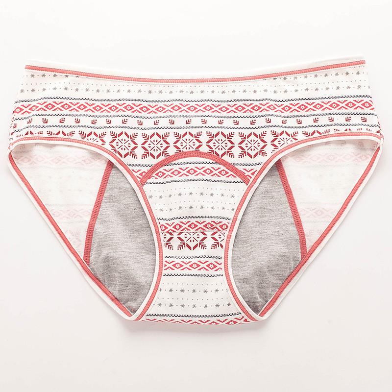 Трусы слипы для месячных с принтом хлопок M Светло-красный