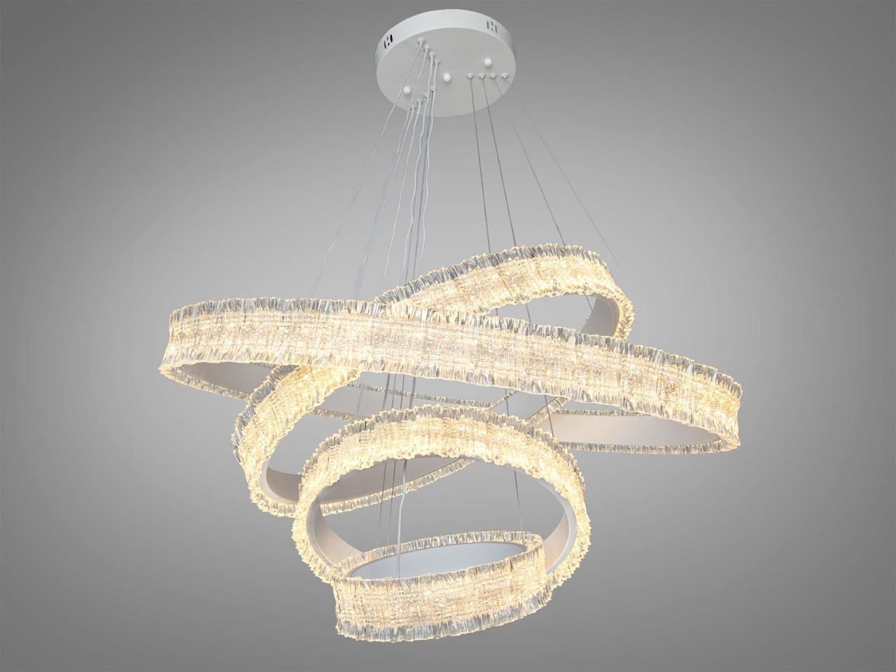 Люстра светодиодная для гостиной D8748-800+600+400+300WH с хрустальными кольцами и пультом Белый (2904657507) Люстра светодиодная для гостиной D8748-800+600+400+300WH с хрустальными кольцами и пультом Белый (2904657507)