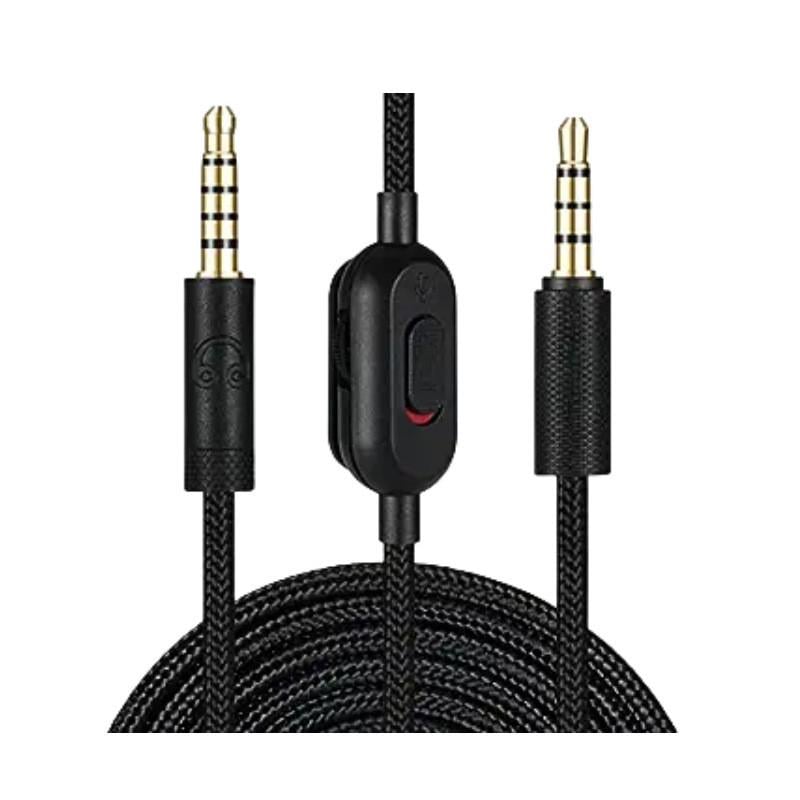 Кабель для наушников Logitech G233/G433/G Pro/G Pro X с микрофоном и регулятором громкости Black