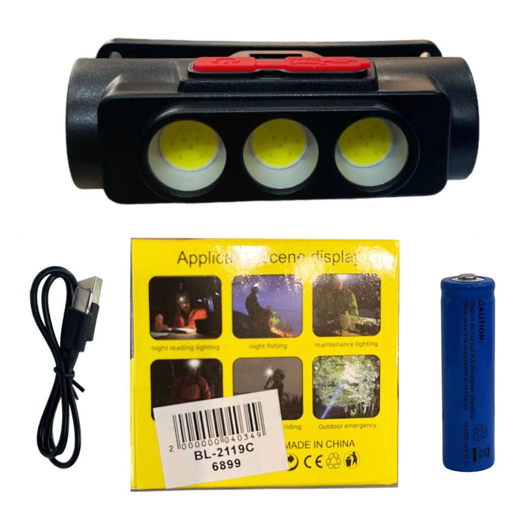 Фонарь налобный аккумуляторный BL-2119C Type-C 18650 COB с красным и белым светом (1311646477) - фото 8