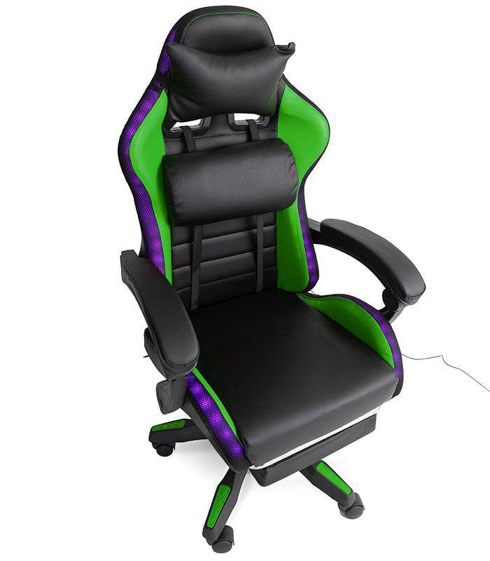 Кресло геймерское с RGB подсветкой/подушками/выдвижной подставкой для ног Черный/Зеленый (G898) Кресло геймерское с RGB подсветкой/подушками/выдвижной подставкой для ног Черный/Зеленый (G898)