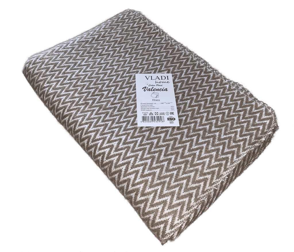 Плед хлопковый Vladi Валенсия Антонио 100х140 см Белый/Хаки (b3711292)