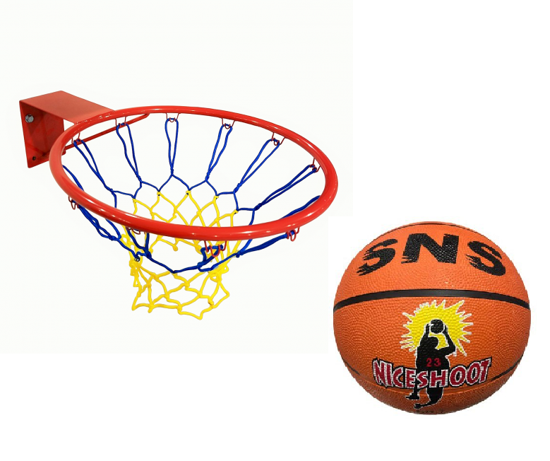 Баскетбольне кільце Bax №7 з сіткою і м'ячем d 45 cм (Baxm 77093)