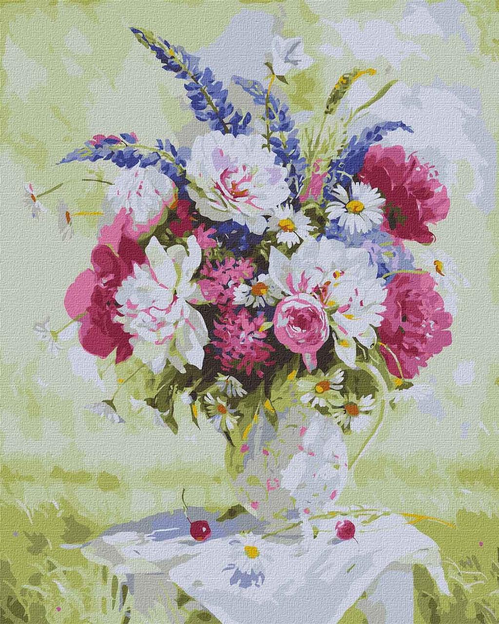 Картина за номерами Ідейка Натюрморт з півонії та люпинами KHO3187 полотно на підрамнику 40x50 см (1821606694)