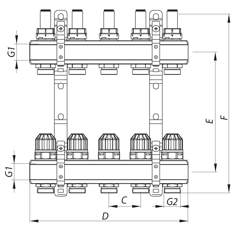 Колекторний блок з витратомірами KOER KR.1110-11 1"x11 Ways (KR2648) - фото 2