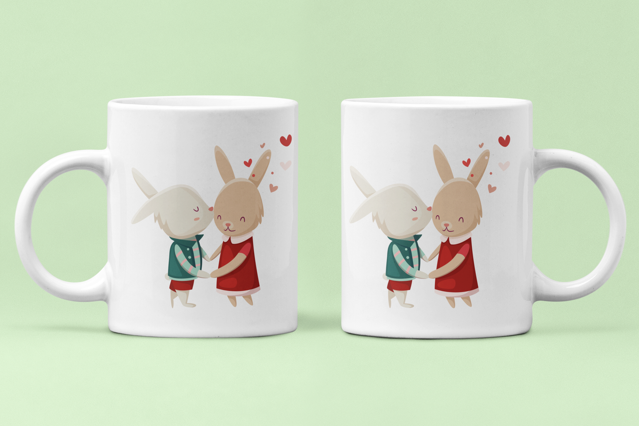 Чашки парные Цем Цем Зайчики для влюбленных 330 мл Белый (ВЛ190Ч)