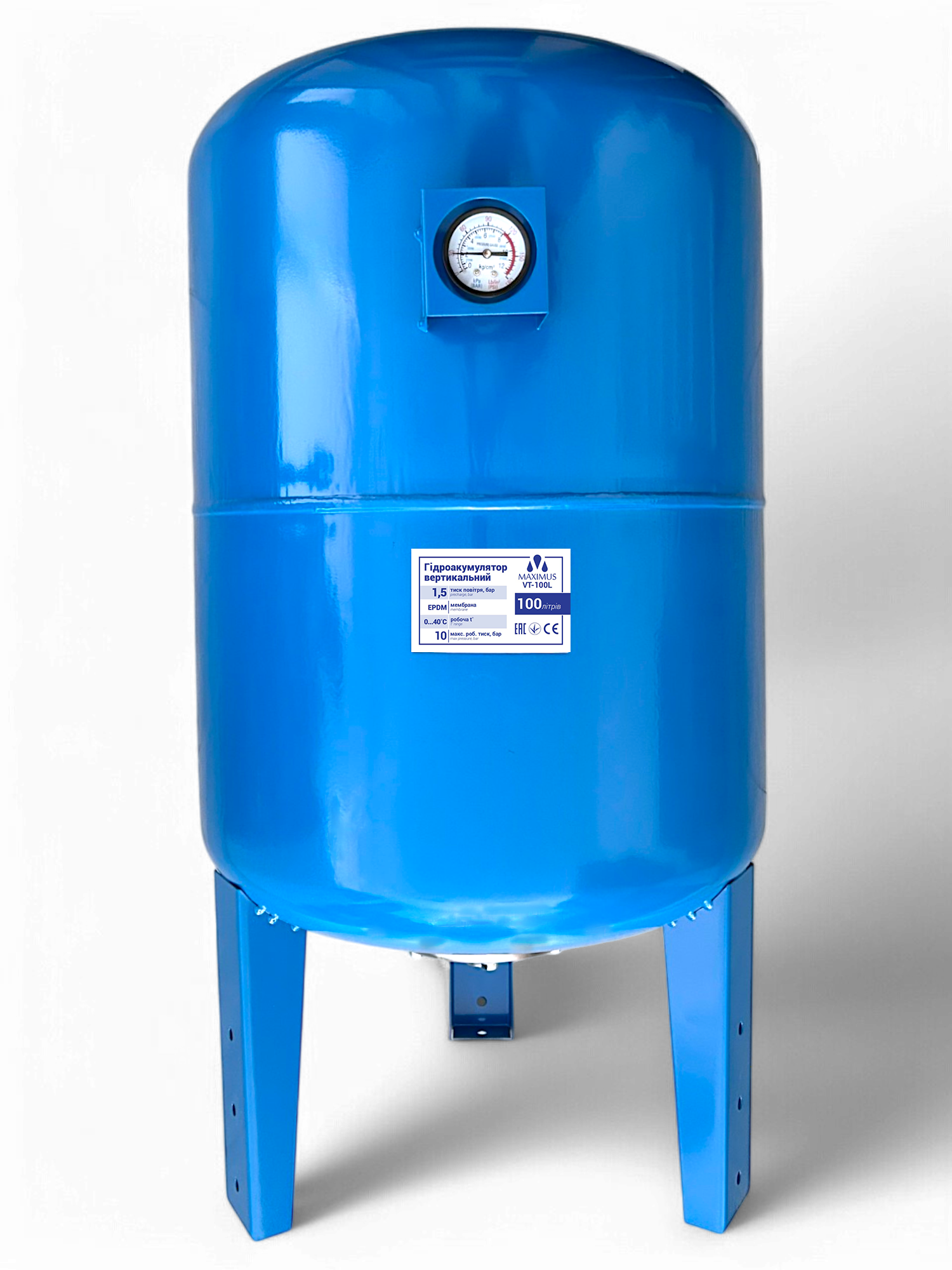 Гидроаккумулятор вертикальный MXM VT-100 с манометром 100 л (28014203) - фото 1