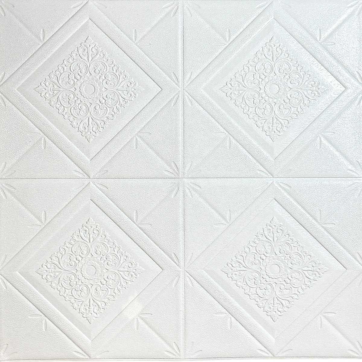 3D-панель самоклеющаяся декоративная белая марка 700x770x3 мм