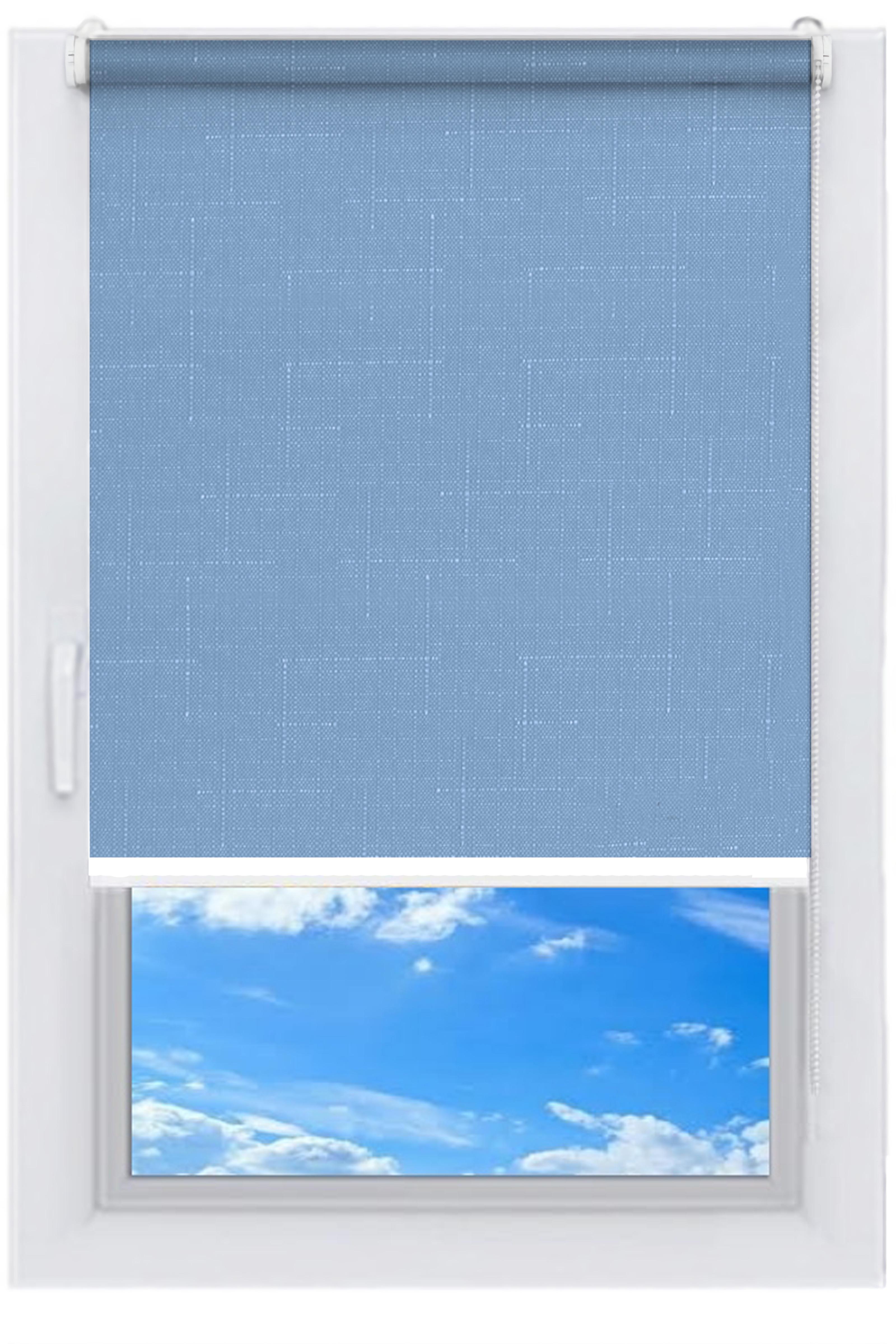 Ролета тканевая NewTex Лён 55х165 см Голубой (874)