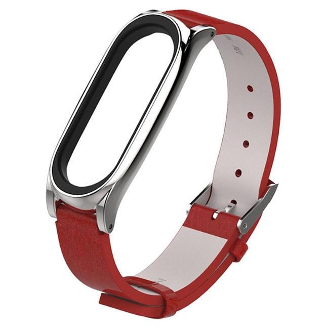 Кожаный ремешок Primo для фитнес-браслета Xiaomi Mi Band 3 Silver/Red (785231449)