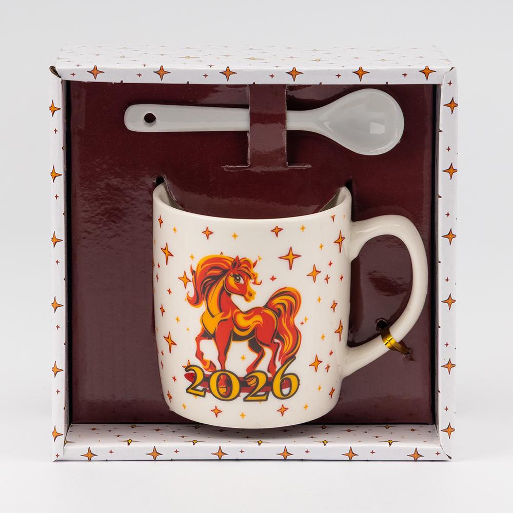 Чашка з ложечкою Символ 2026 Вогняний Кінь 200 мл (9250-001) - фото 2 Чашка з ложечкою Символ 2026 Вогняний Кінь 200 мл (9250-001) - фото 2
