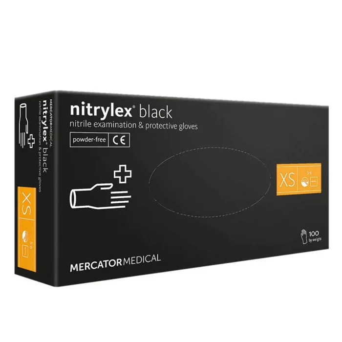 Перчатки нитриловые Mercator Nitrylex XS 100 шт. Black - фото 1