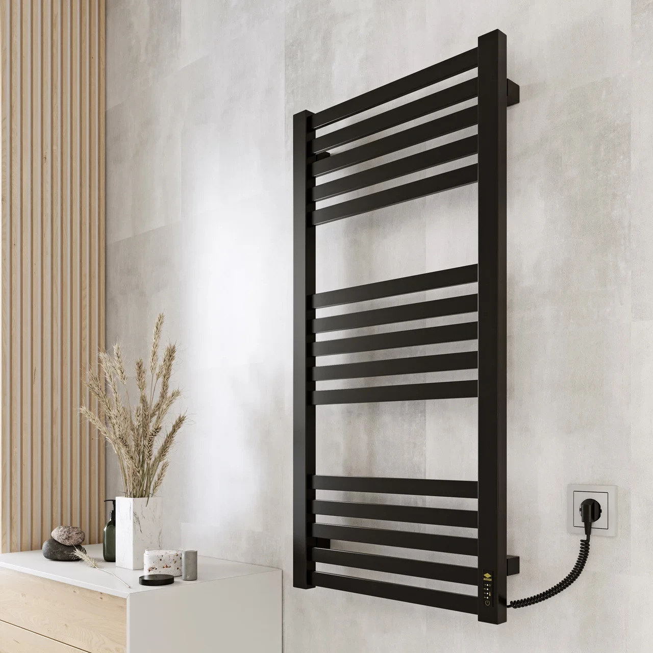 Полотенцесушитель электрический KOSSER Герда EL с таймером 800х500 мм Черный - фото 2 Полотенцесушитель электрический KOSSER Герда EL с таймером 800х500 мм Черный - фото 2
