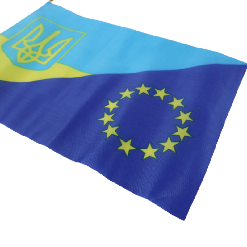 Прапор в автомобіль Україна/Євросоюз 21x14 см на присосці (4123865) - фото 4 Прапор в автомобіль Україна/Євросоюз 21x14 см на присосці (4123865) - фото 4