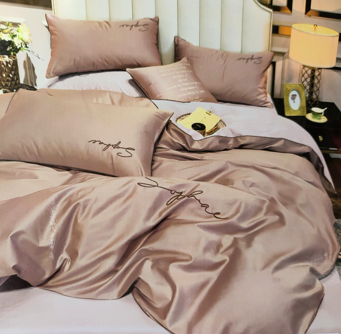 Комплект постельного белья евро Crown Бежевый (25642)